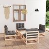 vidaXL 5 pcs conjunto lounge de jardim c/ almofad&otilde;es pinho maci&ccedil;o