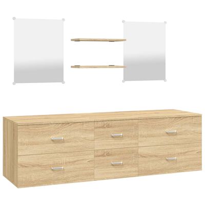 vidaXL 5 pcs conj. móveis de casa banho derivados de madeira carvalho