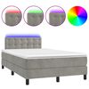 vidaXL Cama box spring c/ colch&atilde;o/LED 120x200 cm veludo cinzento-claro