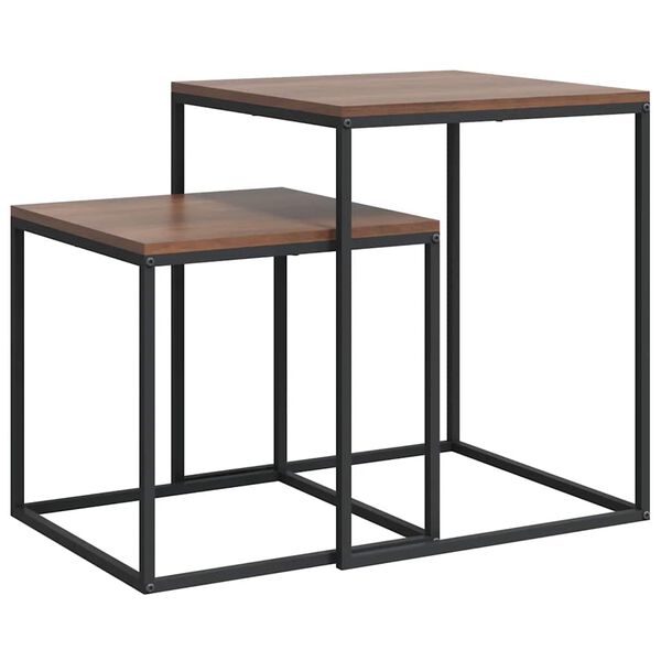 vidaXL Conjunto de mesas de centro 2 pcs derivados de madeira e metal