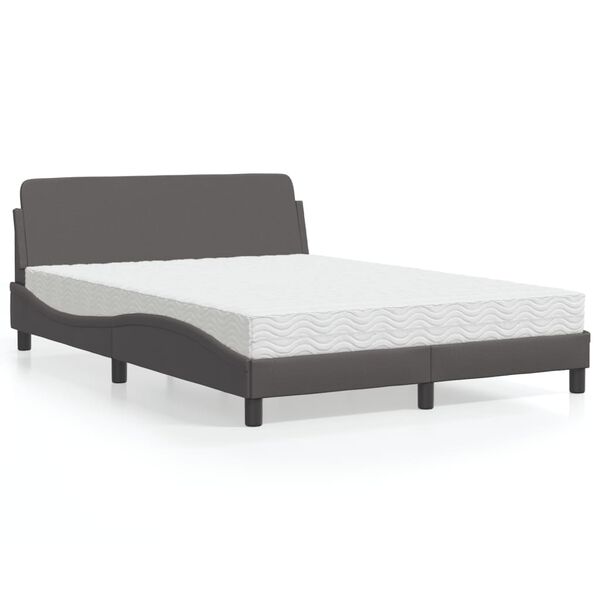 vidaXL Cama com colch&atilde;o Dover 120x200 cm couro artificial cinzento