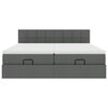 vidaXL Estrutura de cama otomana com colch&otilde;es tecido cinzento escuro