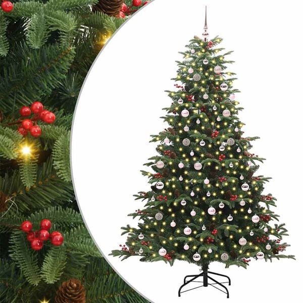 vidaXL &Aacute;rvore de Natal Artificial Verde 240 cm PVC, Metal e Pl&aacute;stico
