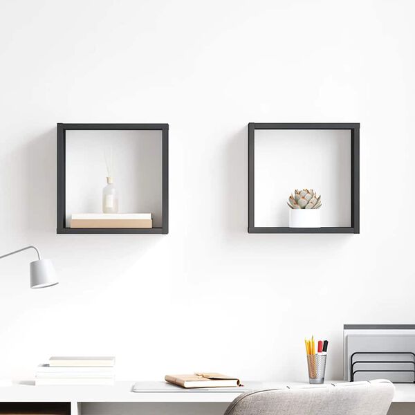 vidaXL Prateleiras de parede forma de cubo 2 pcs 30x15x30 cm cinzento