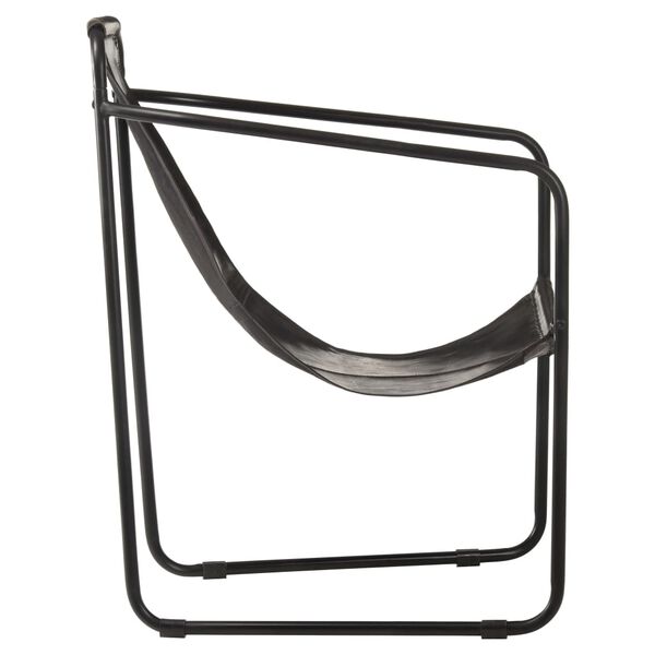 vidaXL Cadeira com apoio de braços em couro genuíno preto