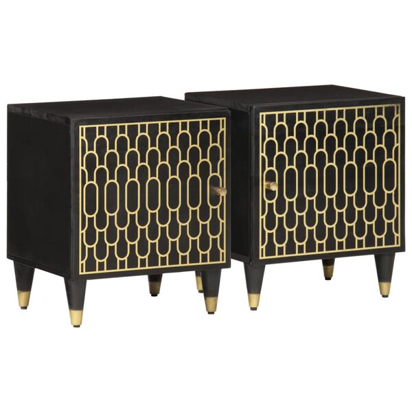vidaXL Mesas de cabeceira 2 pcs 40x33x46 cm madeira mangueira maci&ccedil;a