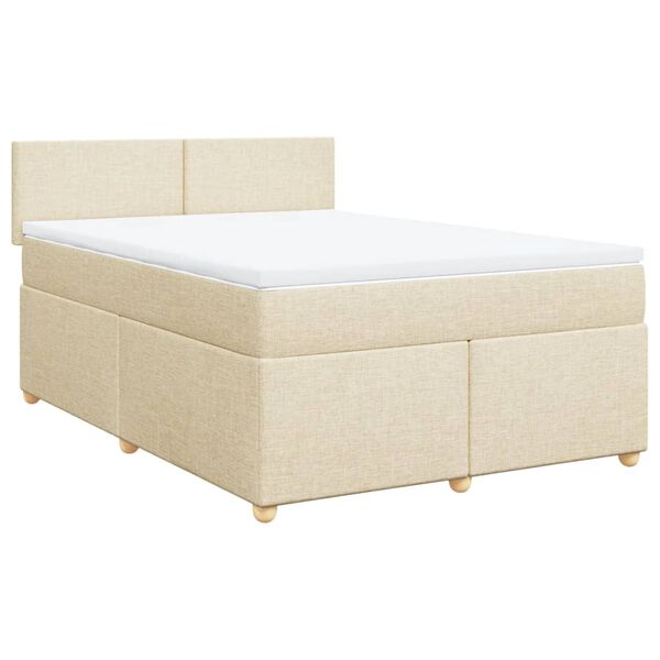 vidaXL Cama com molas/colch&atilde;o 160x200 cm tecido cor creme