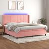vidaXL Cama box spring c/ colch&atilde;o/LED 200x200 cm veludo rosa