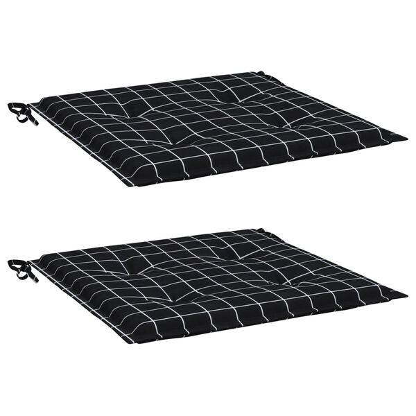 vidaXL Almofad&otilde;es p/ cadeira 2pcs 50x50x4cm tecido xadrez preto