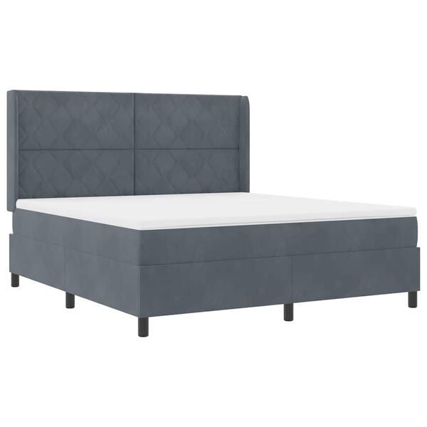 vidaXL Cama Box com cabeceira Cinzento escuro 180 x 200 cm Veludo