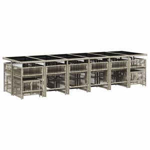 vidaXL 17 pcs conj. jantar jardim c/ almofad&otilde;es vime PE cinzento-claro