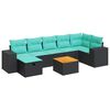 vidaXL 8 pcs conjunto sof&aacute;s de jardim com almofad&otilde;es vime PE preto