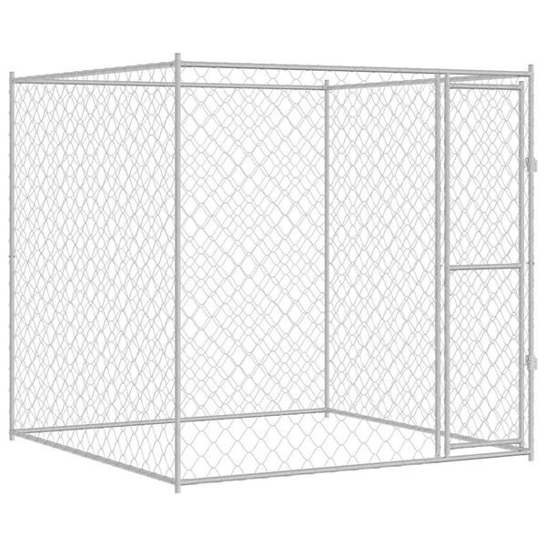 vidaXL Jaula para c&atilde;o Prateado 200 x 200 x 200 cm A&ccedil;o Galvanizado