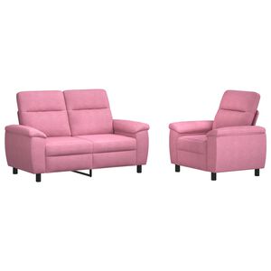 vidaXL Conjunto de Sof&aacute;s 2 pcs Rosa Tecido