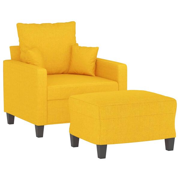 vidaXL Poltrona com apoio de p&eacute;s 60 cm tecido amarelo-claro