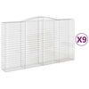 vidaXL Cestos gabi&atilde;o arqueados 9pcs 400x50x220/240cm ferro galvanizado