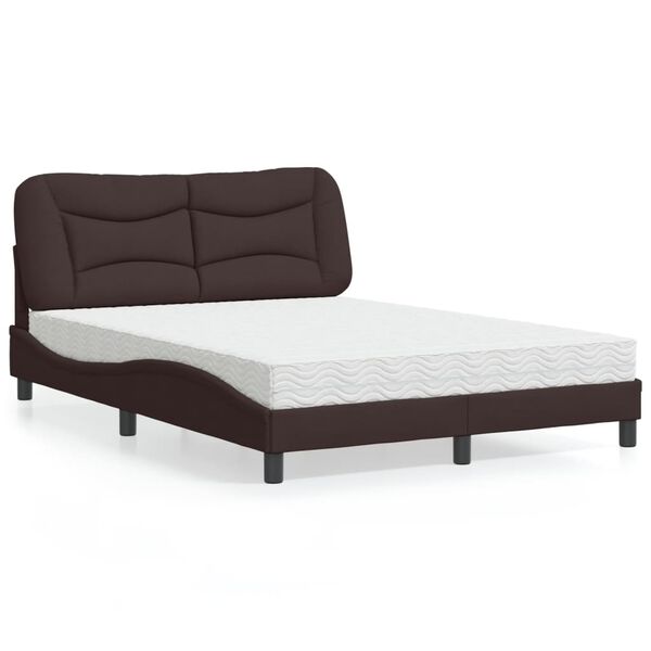 vidaXL Cama com colch&atilde;o Hvar 140x190 cm tecido castanho-escuro