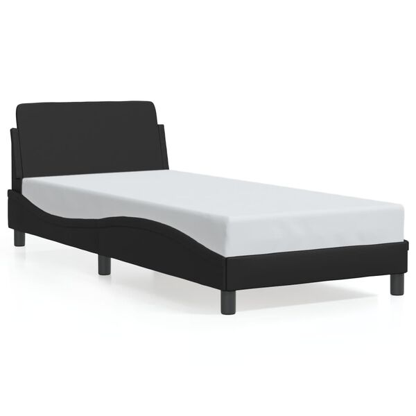 vidaXL Estrutura de cama Dover 90x190 cm couro artificial preto