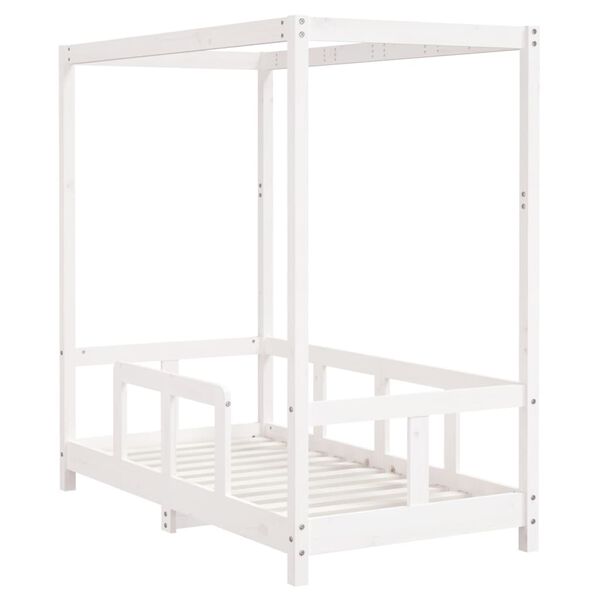vidaXL Estrutura de cama infantil 70x140 cm pinho maciço branco