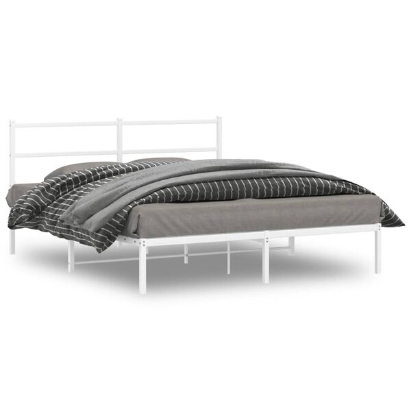 vidaXL Estrutura de cama com cabeceira 150x200 cm metal branco