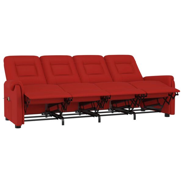 vidaXL Poltrona massagens 4 lug. reclin&aacute;vel couro art. vermelho tinto