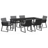 vidaXL Conjunto de Jantar para Jardim 7 unid. Preto A&ccedil;o revestido a p&oacute;