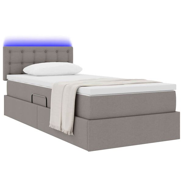 vidaXL Cama com arruma&ccedil;&atilde;o e LED Cinzento-acastanhado 100 x 200 cm