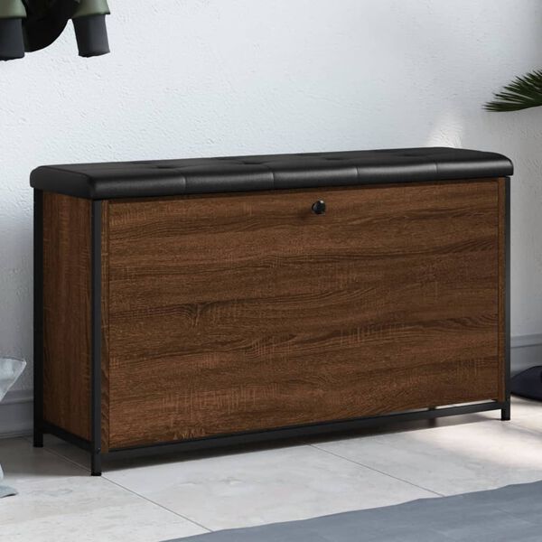vidaXL Banco sapateira gaveta articulada 102x32x56cm carvalho castanho