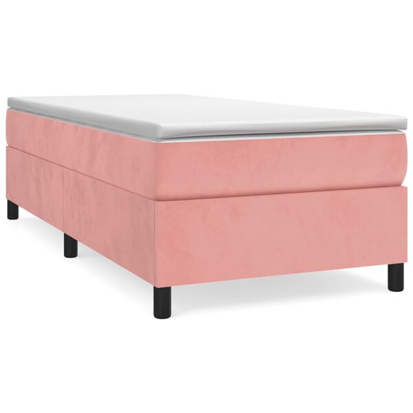 vidaXL Estrutura de cama com molas 100x200 cm veludo rosa