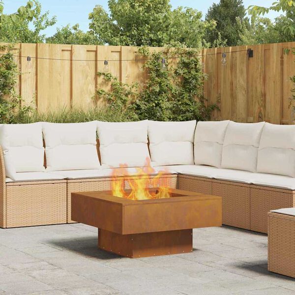 vidaXL Fire Pit Castanho 80 x 80 x 40 cm A&ccedil;o