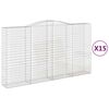 vidaXL Cestos gabi&atilde;o arqueados 15 pcs 400x50x220/240 ferro galvanizado