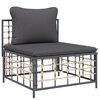 vidaXL 5 pcs conjunto lounge de jardim c/ almofadões vime PE antracite