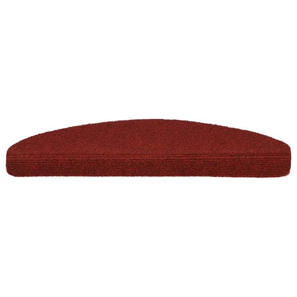 vidaXL Tapetes de escada autoadesivos 5 pe&ccedil;as 65x21x4 cm vermelho bord&ocirc; meio redondo grande