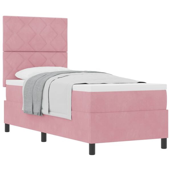 vidaXL Cama Box com colch&atilde;o com cabeceira Rosa 80 x 200 cm tecido