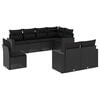 vidaXL 8 pcs conjunto sof&aacute;s de jardim com almofad&otilde;es vime PE preto