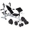 vidaXL Banco muscula&ccedil;&atilde;o c/ suporte p/ pesos + barras e halteres 120 kg