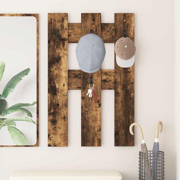 vidaXL Cabideiro de Parede Carvalho fumado 65 x 3 x 100 cm