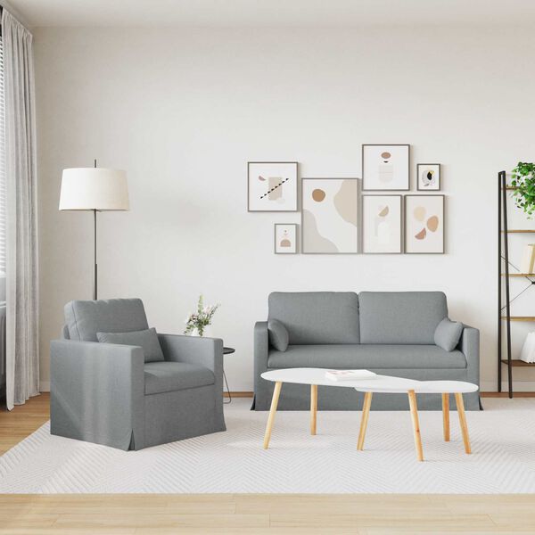 vidaXL Sof&aacute; 140cm 2 pcs Cinzento-claro Metal