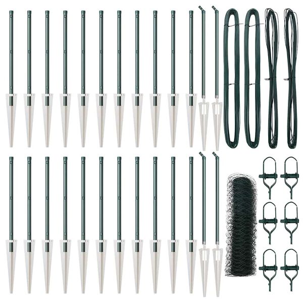 vidaXL Poste de Cerca Verde 50 x 0,6 m (malha de 36 mm) A&ccedil;o e PVC