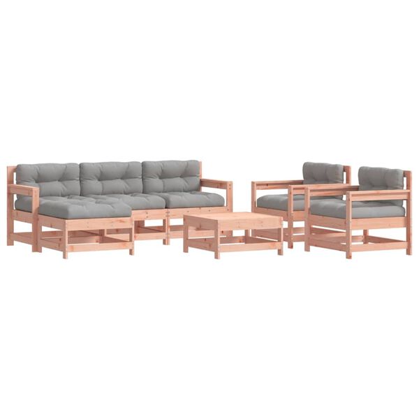 vidaXL 7 pcs conjunto lounge de jardim com almofad&otilde;es douglas maci&ccedil;a