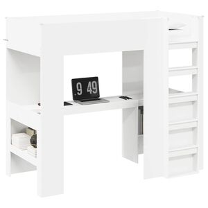 vidaXL Estrutura de Cama Loft com Mesa Branco 90 x 190 cm