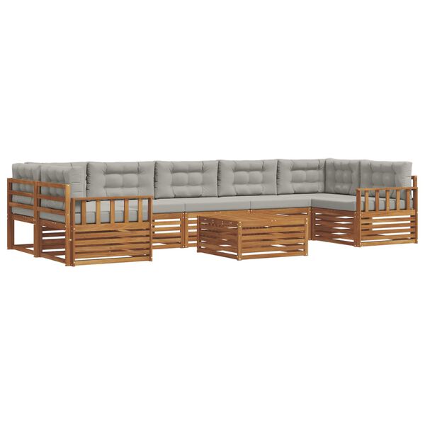 vidaXL Conjunto de Sof&aacute;s para Exterior 8 pcs Cinza Natural e Claro