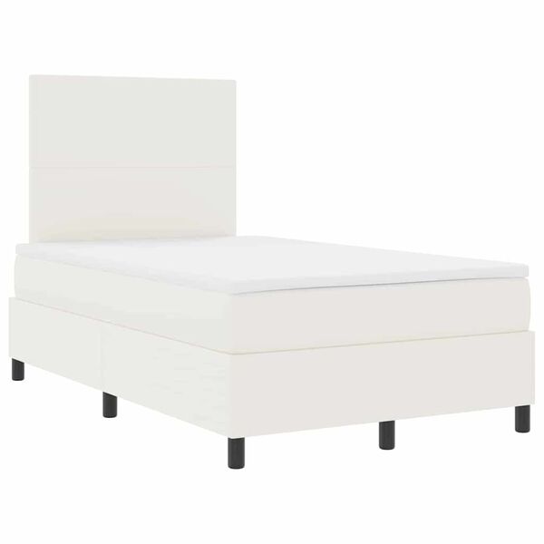 vidaXL Cama Box Creme e Branco 120 x 190 cm Tecido de Veludo Cotele