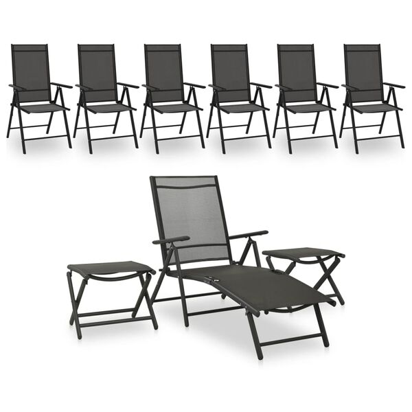 vidaXL 9 pcs conjunto lounge de jardim preto e antracite