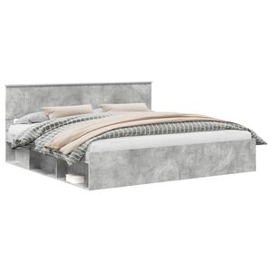 vidaXL Estrutura da Cama com cabeceira Concreto 200 x 200 cm