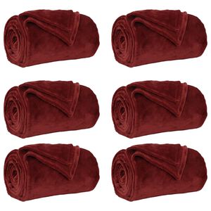 vidaXL Cobertores de Sof&aacute; 6 unid. Vermelho Bordeaux 150 x 200 cm L&atilde;