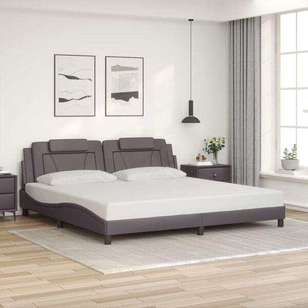 vidaXL Estrutura de cama Viana com LED sem colch&atilde;o 200x200cm cinzento