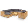 vidaXL 10 pcs conjunto lounge jardim c/ almofad&otilde;es madeira teca maci&ccedil;a
