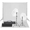 vidaXL Kit de est&uacute;dio fotogr&aacute;fico com conjunto de ilumina&ccedil;&atilde;o e fundo
