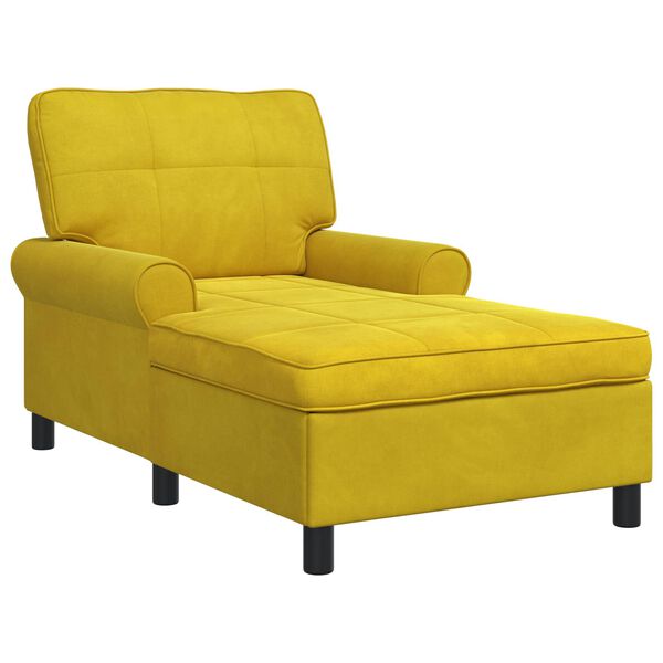vidaXL Chaise Lounge com almofada Amarelo 91 x 157 x 91 cm Veludo